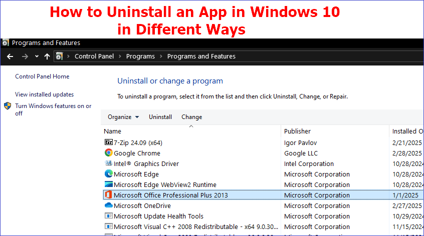 cover image uninstall app windows 10